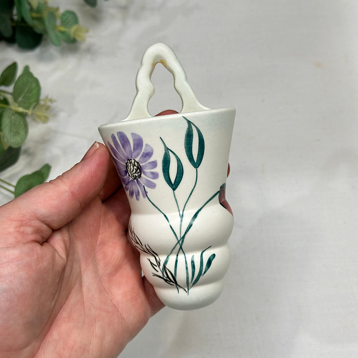 Radford Pottery Wall Pocket Vase Floral Hand Painted Vintage