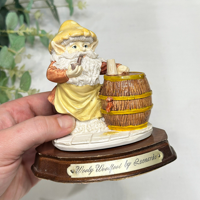 Leonardo Wooly Woodfoot Gnome Figurine 1990s Woodkins Collection