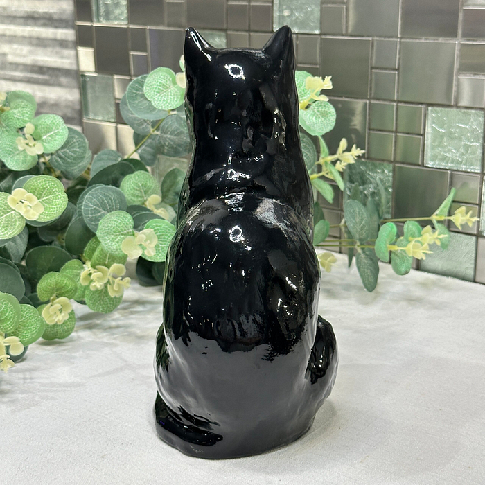 Vintage Babbacombe Pottery Black & White Sitting Cat - Hand-Painted Collectable