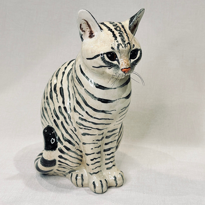 Large Miranda C Smith Signed Ceramic Cat Figurine Vintage England Art Pottery