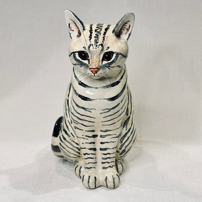 Large Miranda C Smith Signed Ceramic Cat Figurine Vintage England Art Pottery