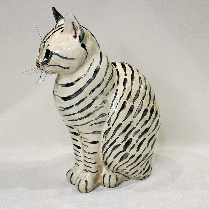 Large Miranda C Smith Signed Ceramic Cat Figurine Vintage England Art Pottery