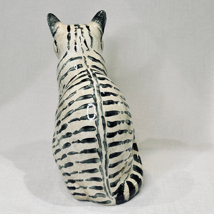 Large Miranda C Smith Signed Ceramic Cat Figurine Vintage England Art Pottery