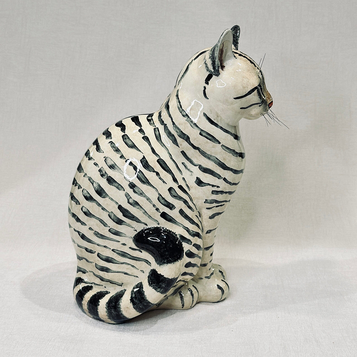 Large Miranda C Smith Signed Ceramic Cat Figurine Vintage England Art Pottery