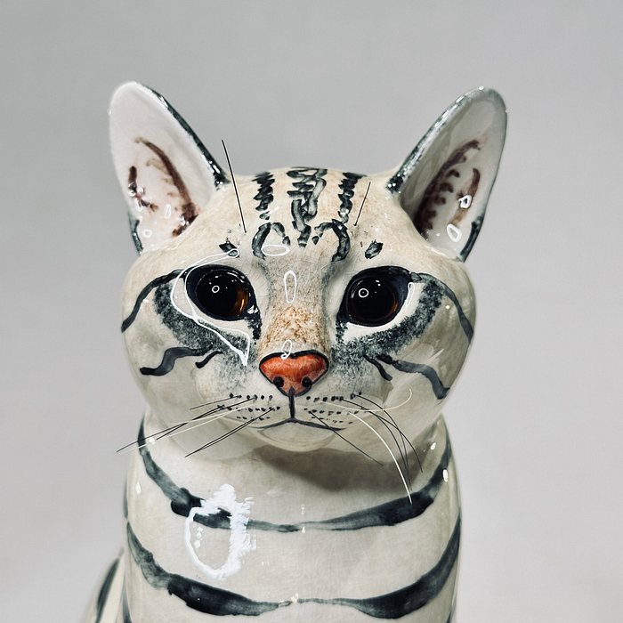 Large Miranda C Smith Signed Ceramic Cat Figurine Vintage England Art Pottery