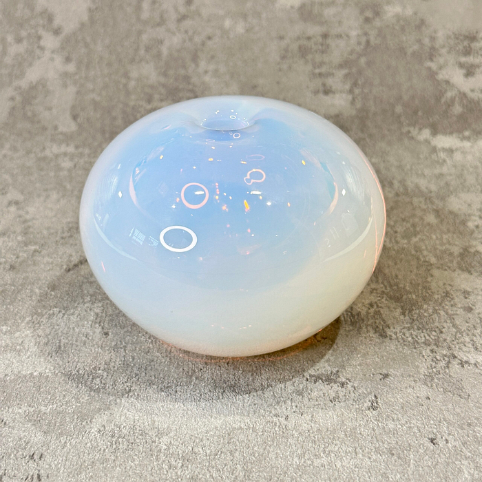 Sugahara Opaline Glass Vase Japan Modernist Pebble Low Bowl SGHR Opalescent