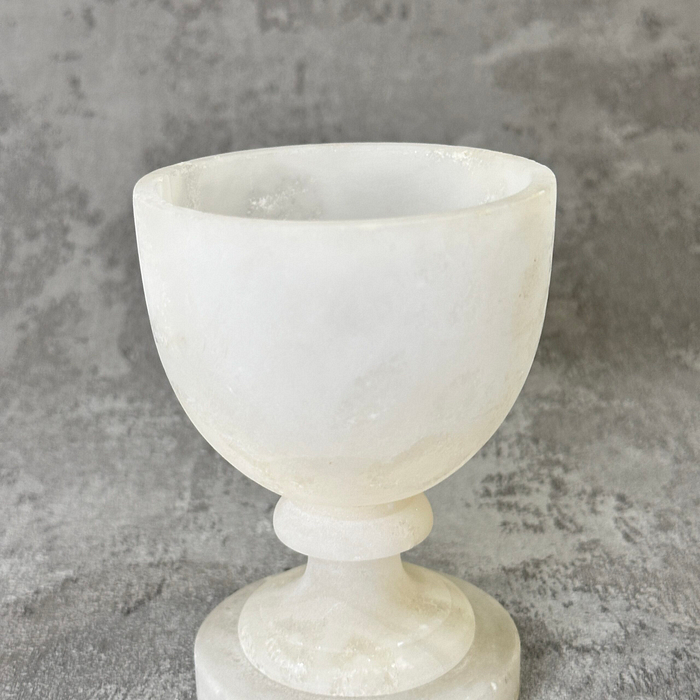 Small Alabaster Goblet Chalice Egg Cup Mineral Specimen Display