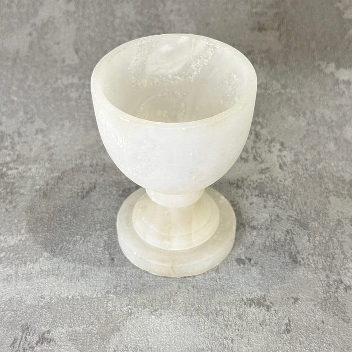 Small Alabaster Goblet Chalice Egg Cup Mineral Specimen Display