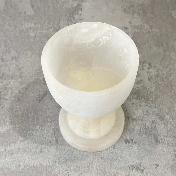 Small Alabaster Goblet Chalice Egg Cup Mineral Specimen Display