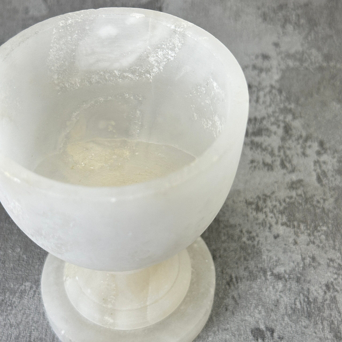 Small Alabaster Goblet Chalice Egg Cup Mineral Specimen Display