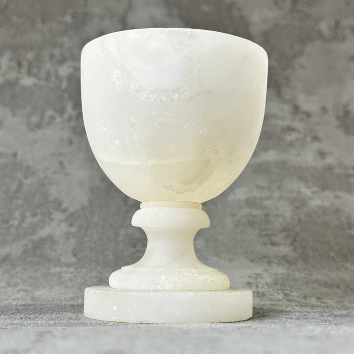 Small Alabaster Goblet Chalice Egg Cup Mineral Specimen Display