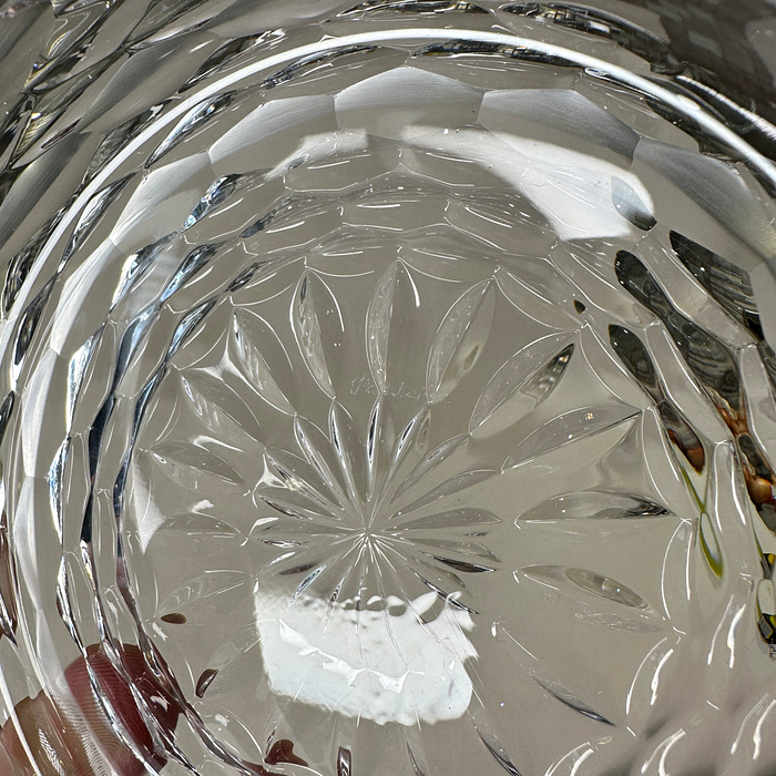 Vintage Pasabahce Crystal Bowl Lid Wave Design Signed Turkey Glass Candy Dish Trinket