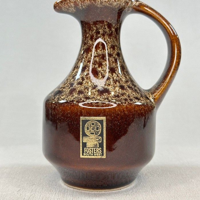 Vintage Fosters Cornish Pottery Oil/Vinegar Jug Drip Glaze 70s