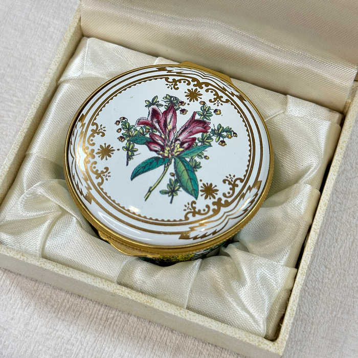 Spode Enamel Trinket Box Salvia Rhododendron New in Box Rare