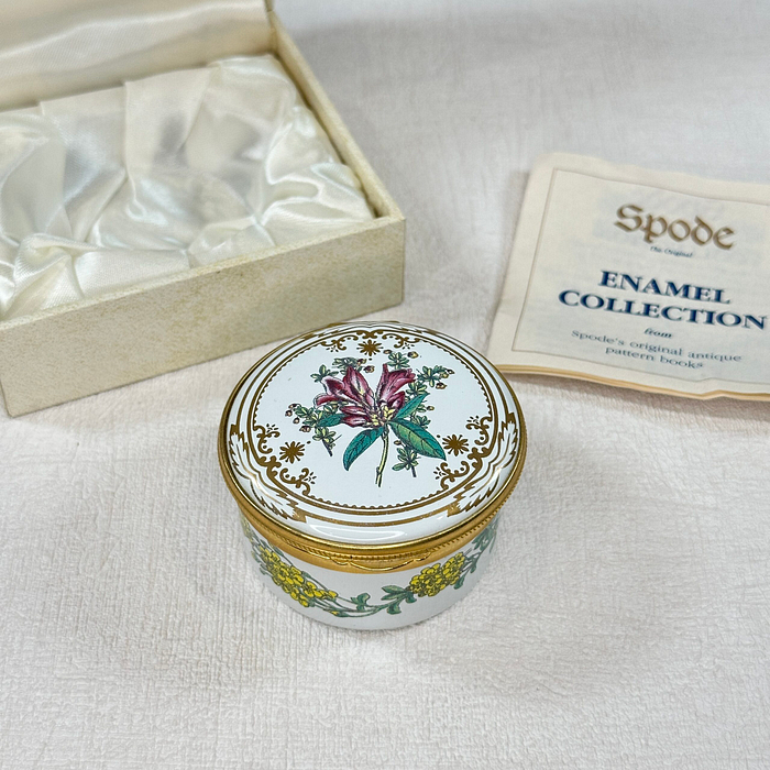 Spode Enamel Trinket Box Salvia Rhododendron New in Box Rare