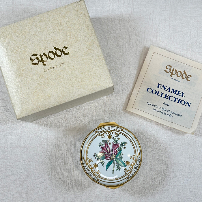 Spode Enamel Trinket Box Salvia Rhododendron New in Box Rare