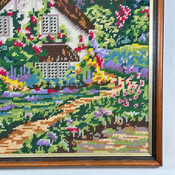 Vintage Framed Tapestry Cottage Scenery Wall Art Collection D'Art