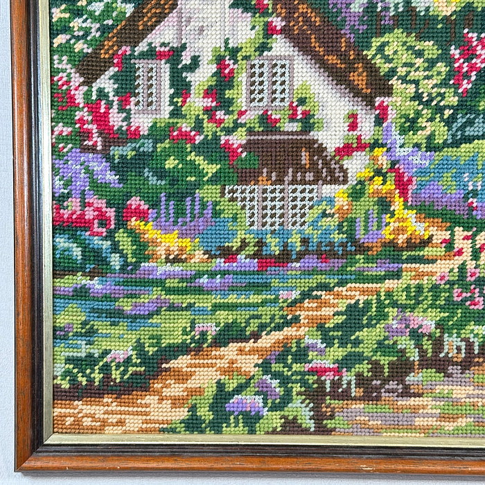 Vintage Framed Tapestry Cottage Scenery Wall Art Collection D'Art