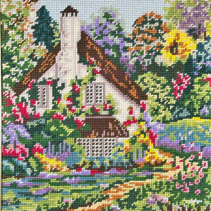 Vintage Framed Tapestry Cottage Scenery Wall Art Collection D'Art