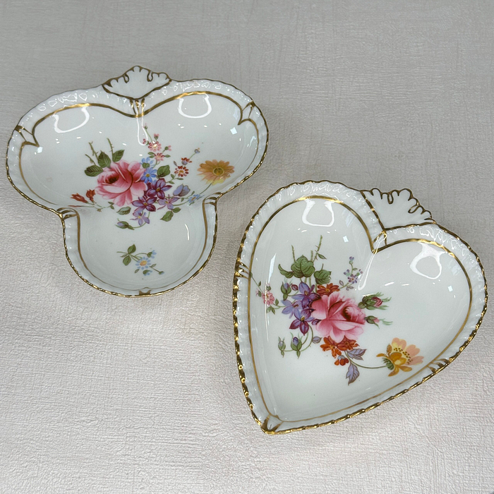 Royal Crown Derby Trinket Dishes Spade Club Derby Posies Pair