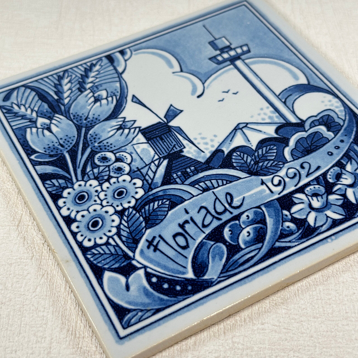 Vintage Delft Blue Floriade 1992 Tile Dutch Holland Souvenir