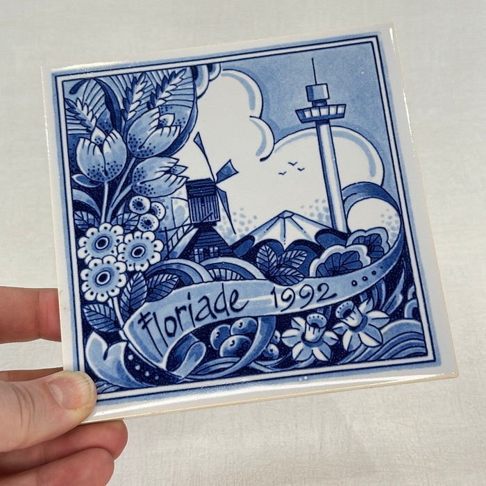 Vintage Delft Blue Floriade 1992 Tile Dutch Holland Souvenir