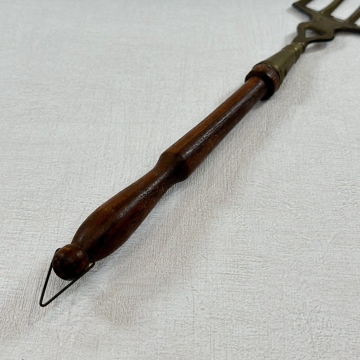 Vintage Brass Toasting Fork Fireplace Tool Long Wooden Handle Decor