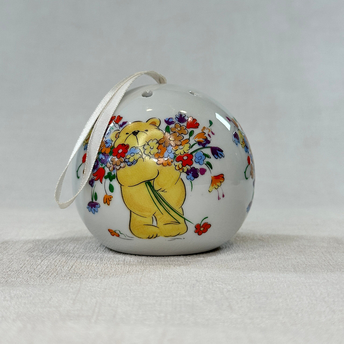 Vintage Teddy Bear Pomander Potpourri Diffuser Floral China Ornament