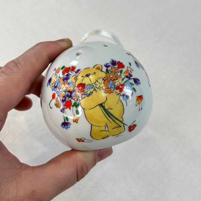 Vintage Teddy Bear Pomander Potpourri Diffuser Floral China Ornament