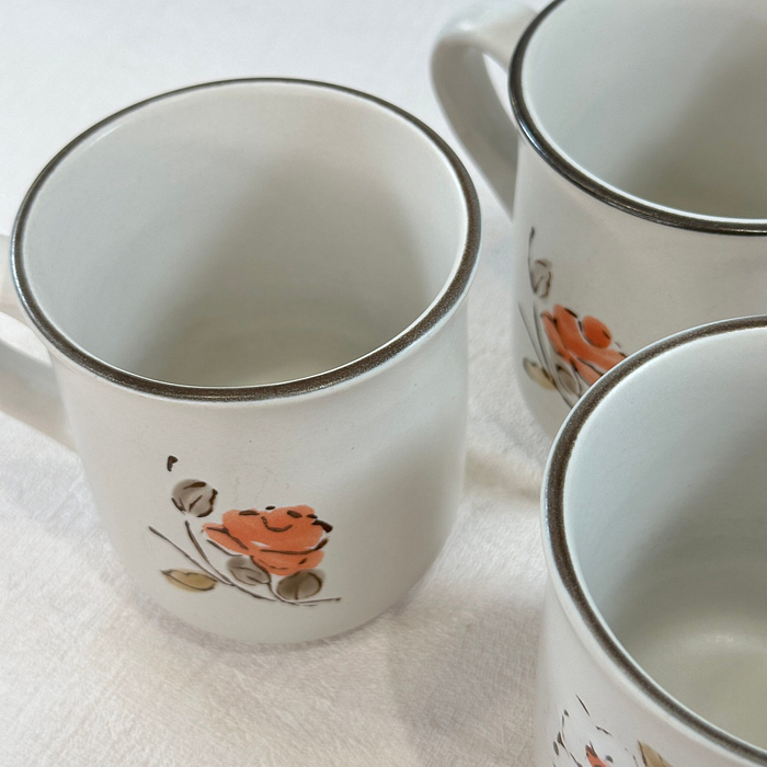 Vintage Floral Stoneware Mug Hand Painted Korea Retro Coffee Tea