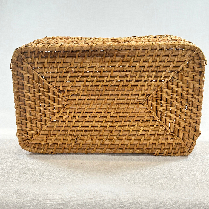 Vintage Woven Utensil Caddy 6 Sections Rattan Cutlery Holder