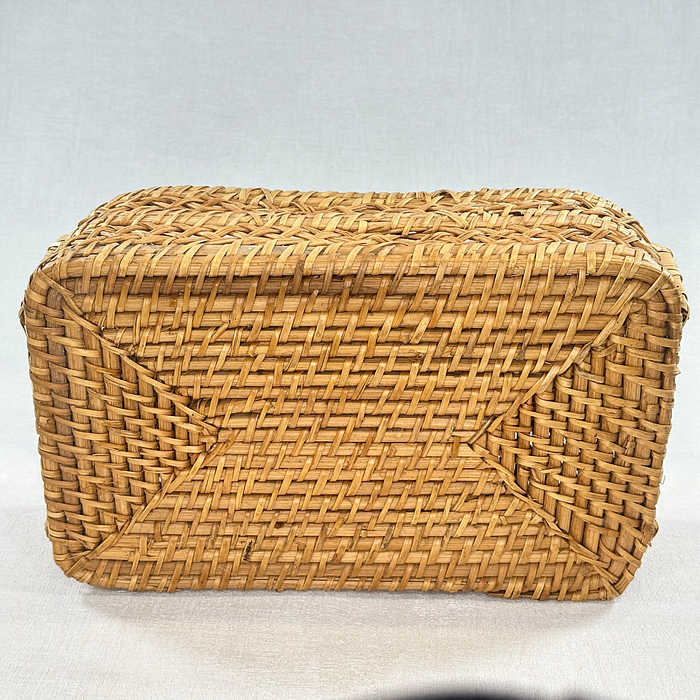 Vintage Woven Utensil Caddy 6 Sections Rattan Cutlery Holder