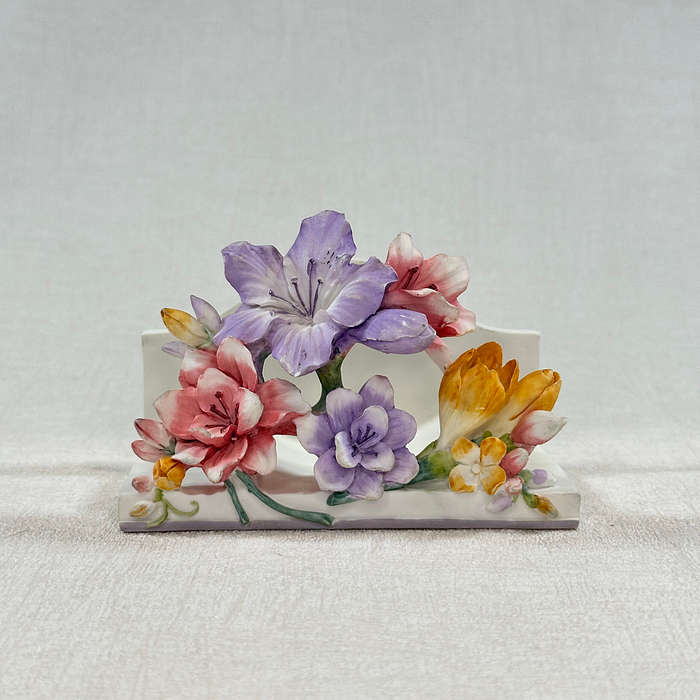 Vintage Shudehill Giftware Ceramic Coaster Holder 3D Floral Design