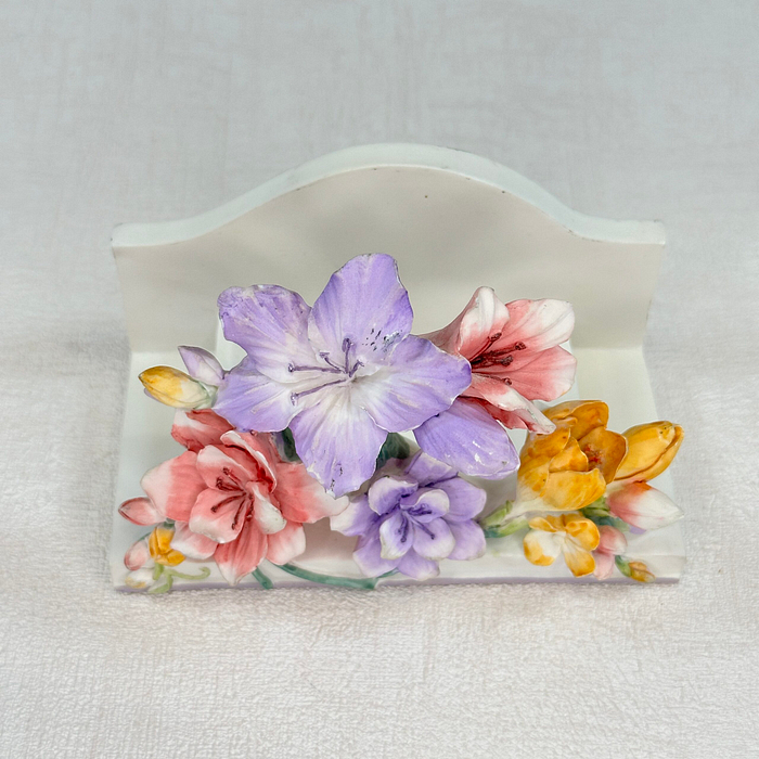 Vintage Shudehill Giftware Ceramic Coaster Holder 3D Floral Design