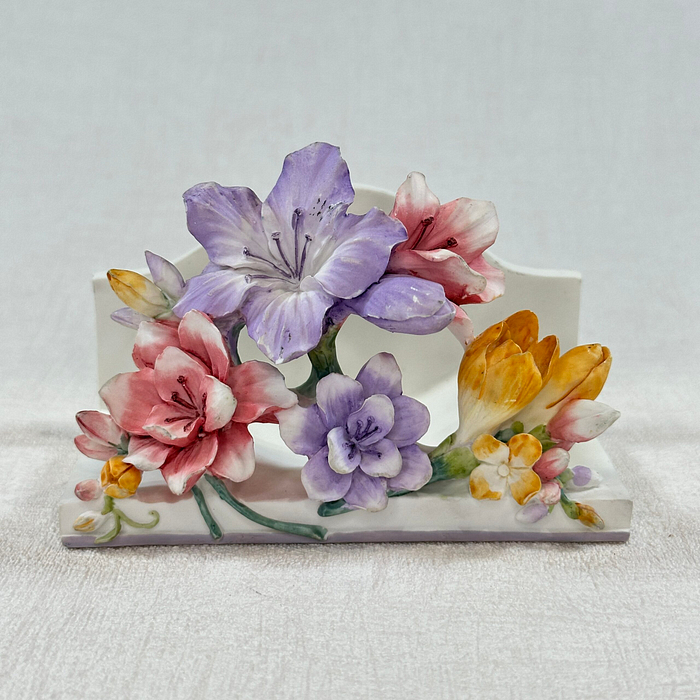 Vintage Shudehill Giftware Ceramic Coaster Holder 3D Floral Design