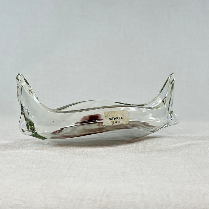 Vintage Mtarfa Glass Boat Bowl Malta Hand Blown 1980s Ornament