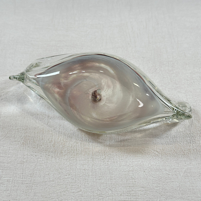 Vintage Mtarfa Glass Boat Bowl Malta Hand Blown 1980s Ornament