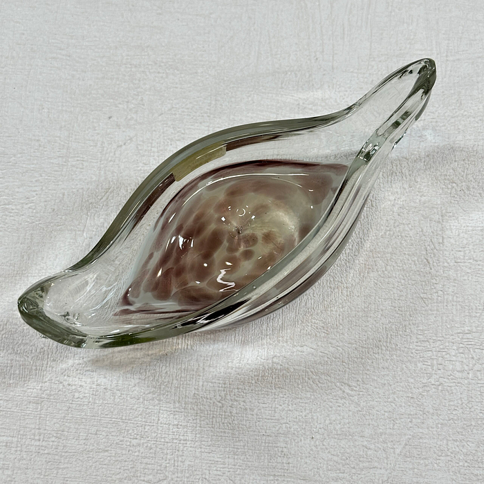 Vintage Mtarfa Glass Boat Bowl Malta Hand Blown 1980s Ornament