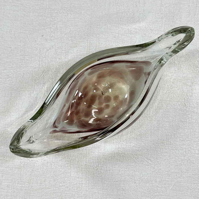 Vintage Mtarfa Glass Boat Bowl Malta Hand Blown 1980s Ornament