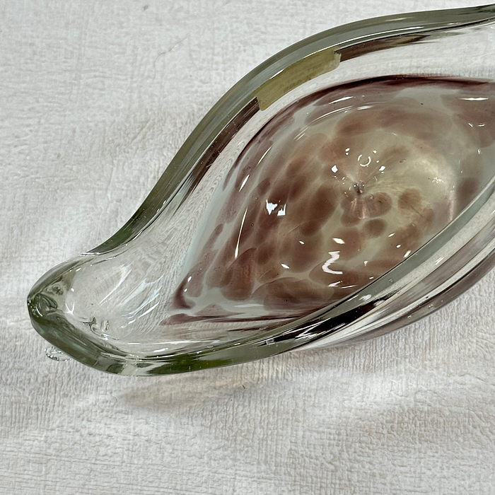 Vintage Mtarfa Glass Boat Bowl Malta Hand Blown 1980s Ornament