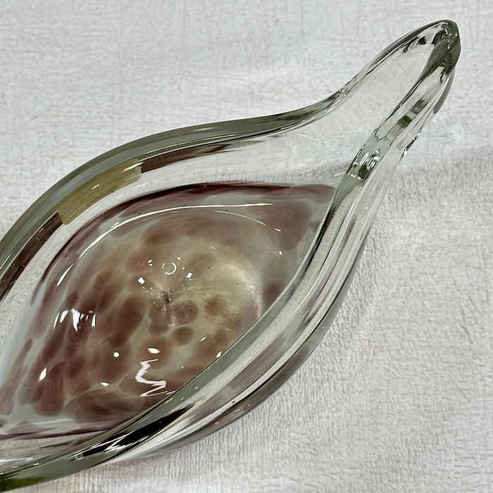 Vintage Mtarfa Glass Boat Bowl Malta Hand Blown 1980s Ornament