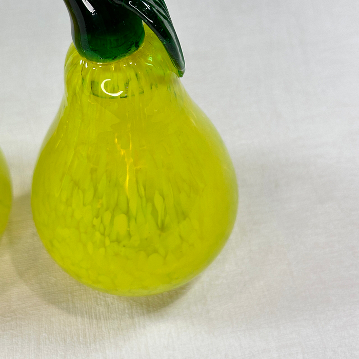 Pair Kosta Boda Gunnel Sahlin Glass Pears Paperweights Sculptures Swedish