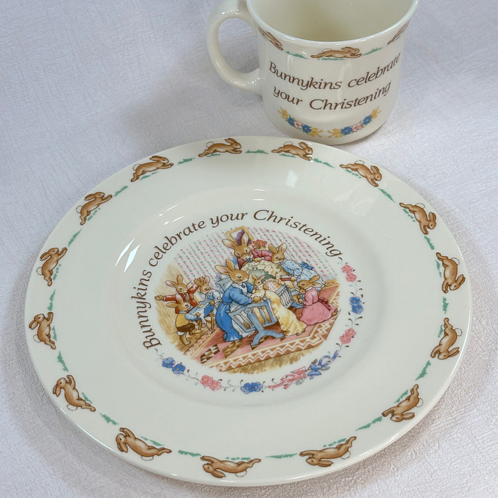 Royal Doulton Bunnykins Christening Mug & Plate Set 1993/1936