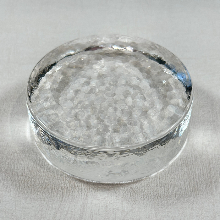 Heavy Round Glass Paperweight Textured Base 3.25" Desk Office Decor