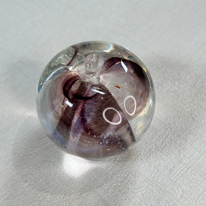 Vintage Selkirk Glass Apple Paperweight Purple Swirl Scotland 1991