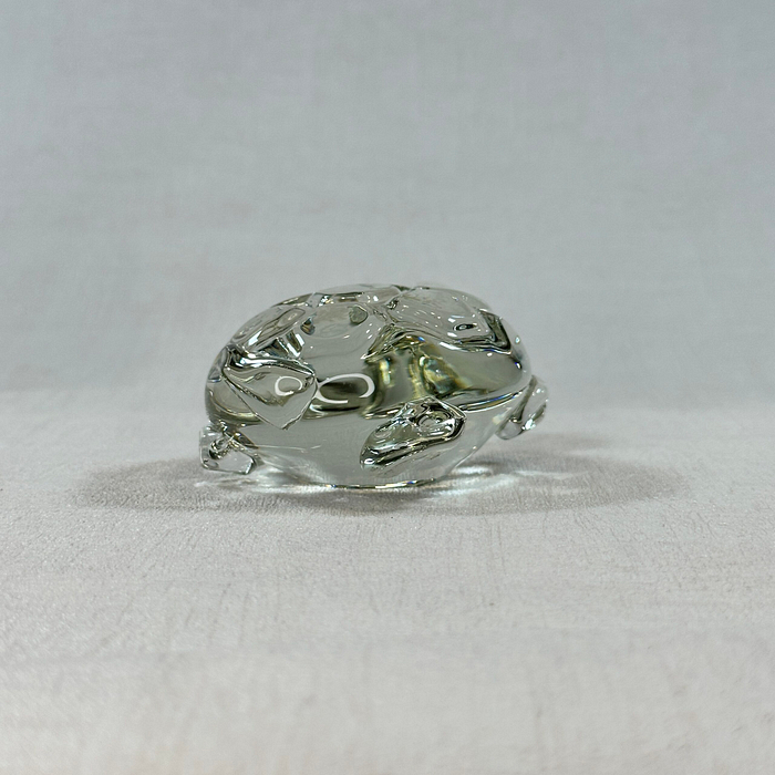 Vintage Glass Turtle Paperweight Figurine Hand Blown Clear Glass