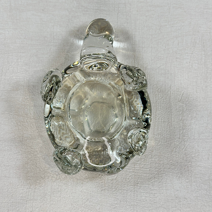 Vintage Glass Turtle Paperweight Figurine Hand Blown Clear Glass