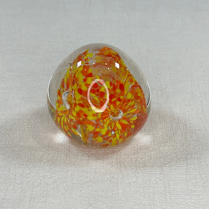 Vintage Murano Glass Paperweight Floral Design 1960s Mid-Century