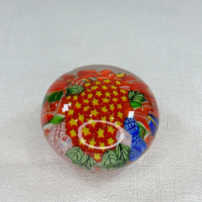 Vintage Murano Millefiori Paperweight 1960s Floral Italy