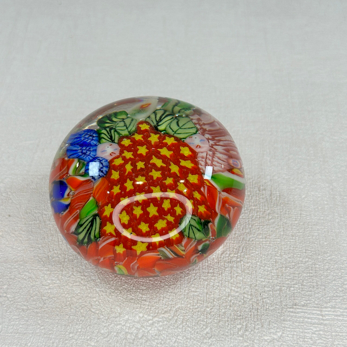 Vintage Murano Millefiori Paperweight 1960s Floral Italy